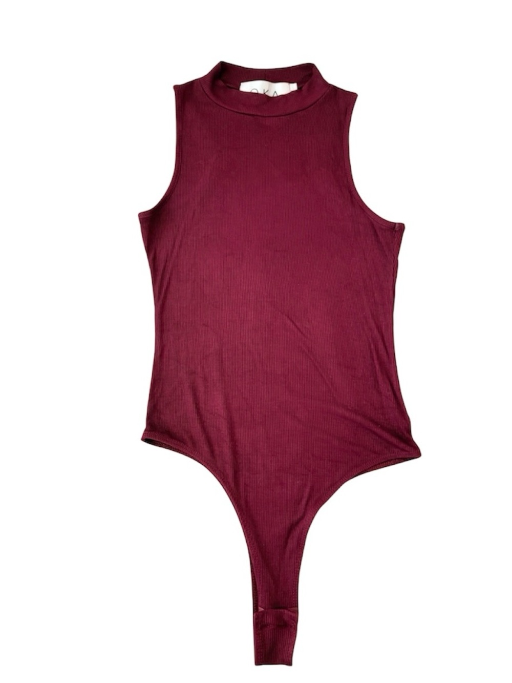 Oka Kia Mock-Neck Sleeveless Ribbed Bodysuit